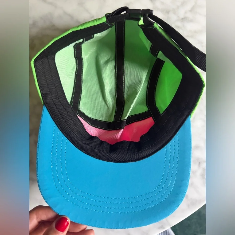 Neon Green Pink Blue Colorblock 5-Panel Cap 80’s 90’s Fresh Prince Vintage Hat